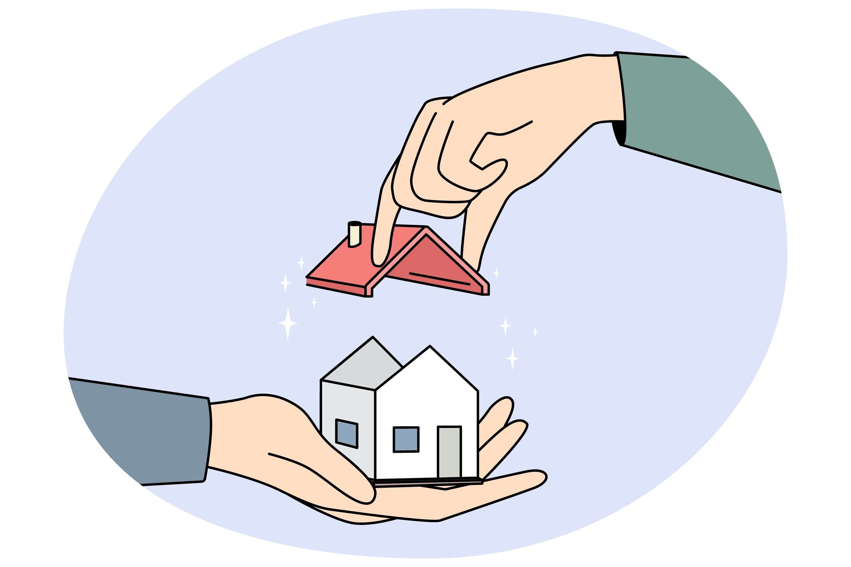 Two hands holding a house