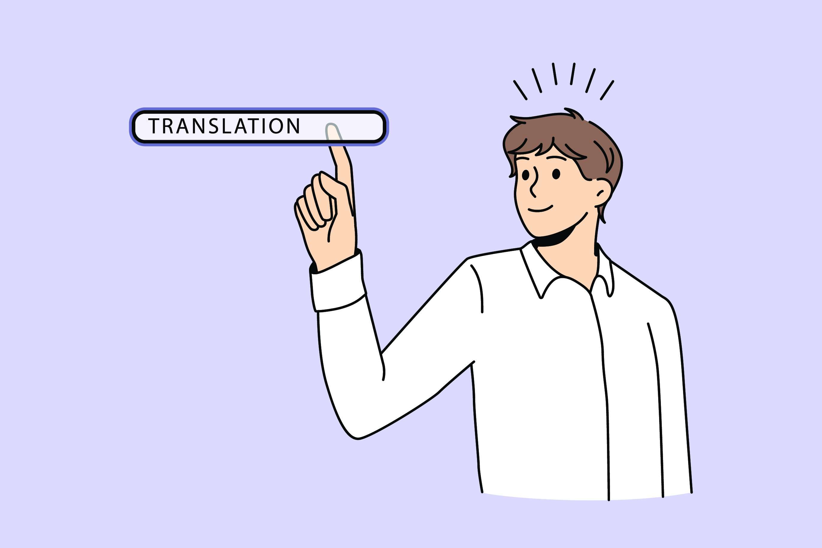 man clicking translation button