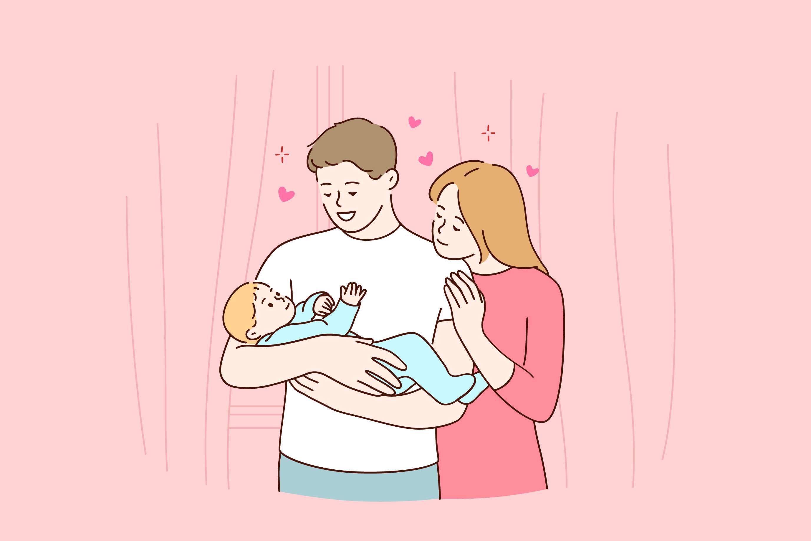 Couple holding a baby