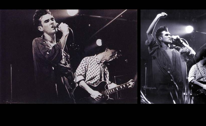 Black and white photos of the smiths playing LCR