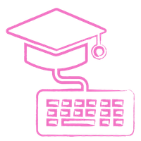 Graduation cap and keyboard icon