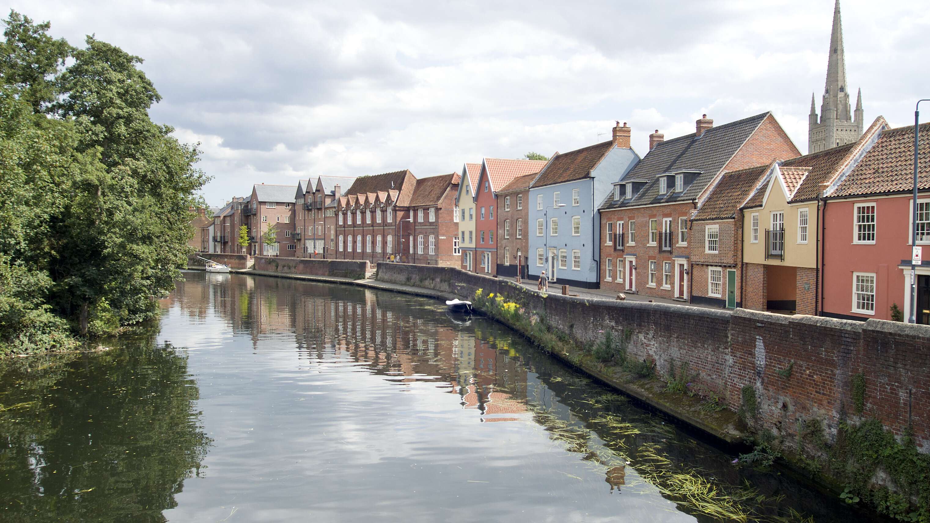 Houses along river in Norwich City Centre