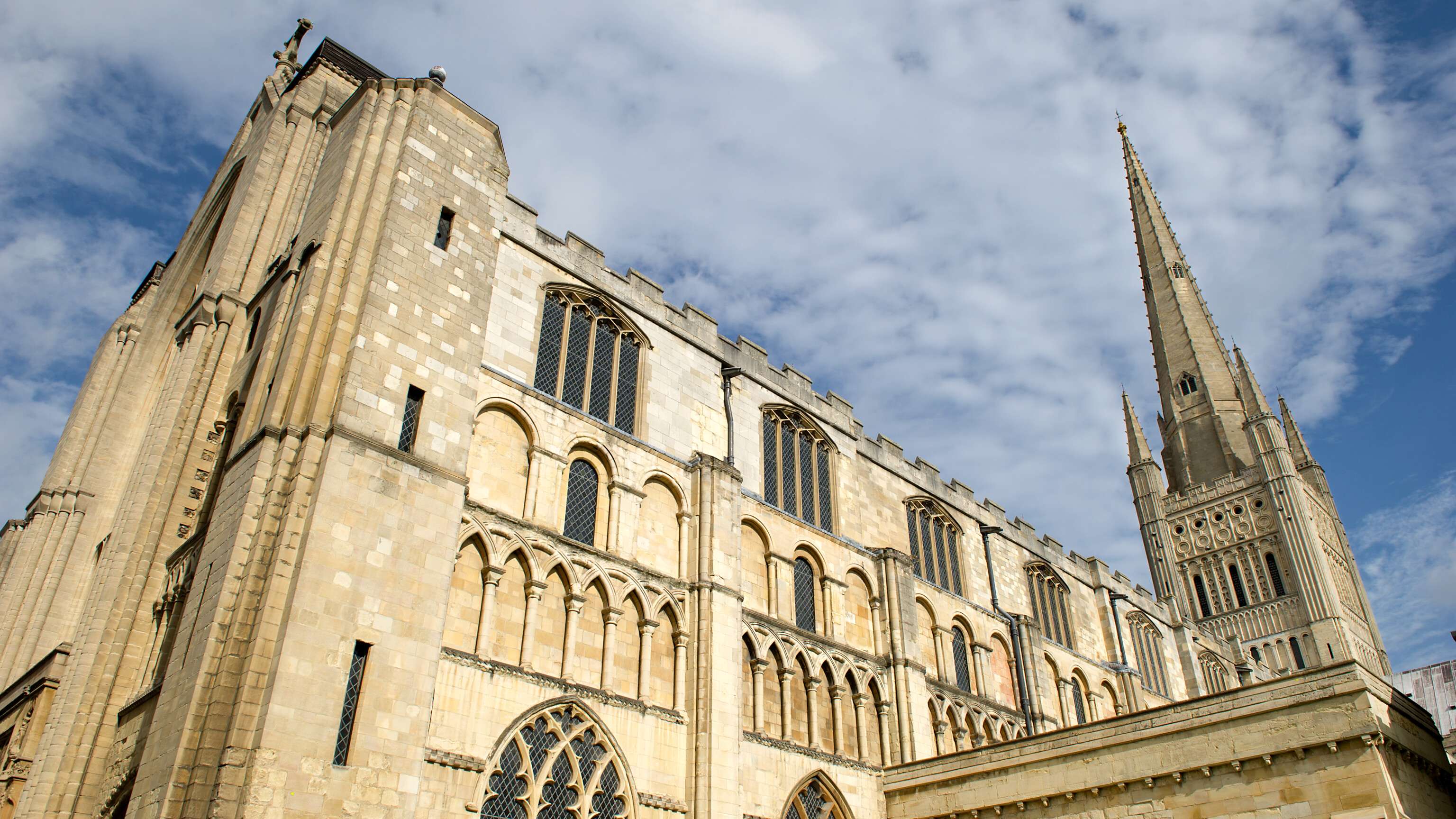 View of Norwich Cathedral from below