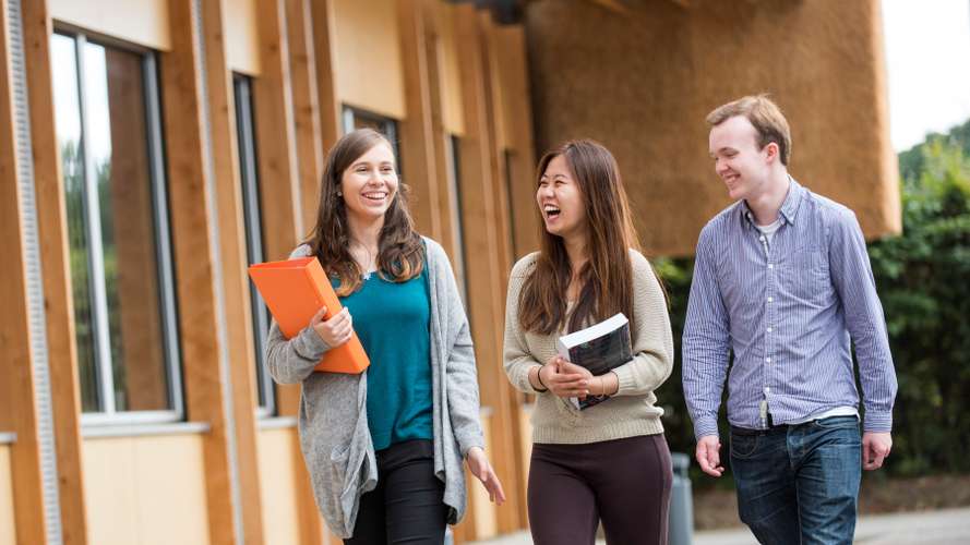 Students outside the Enterprise Centre on Campus