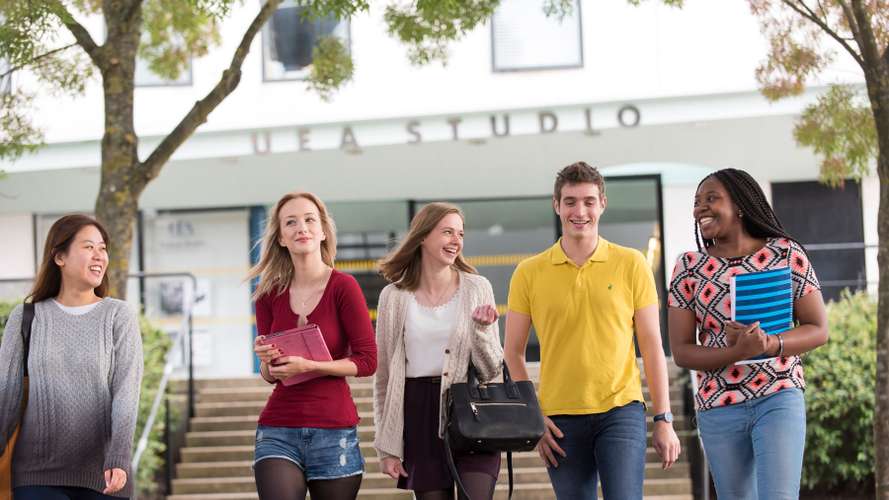 Group of students outside Paston House on Campus