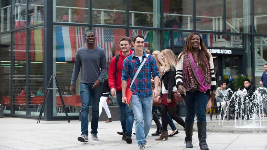 Students in the Square on Campus outside the Campus Kitchen Catering Outlet