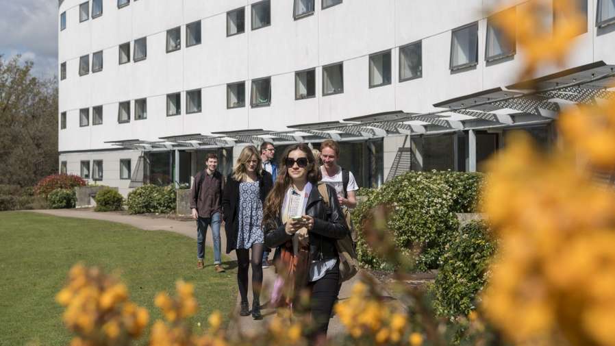 Students outside UEA student accommodation