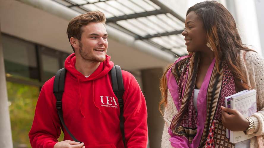 Students outside Norwich Medical School