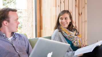 Students inside the Enterprise Centre on Campus. Norwich Business School