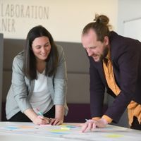 2 students in careers office 