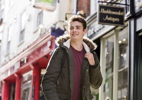 Student walking in the city
