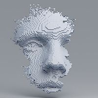 pixelated animated face