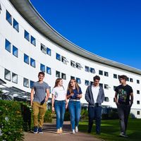 Students walking on campus