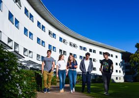 Students walking on campus