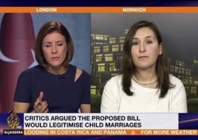 Eylem Atakav appearing on Aljazeera news broadcast