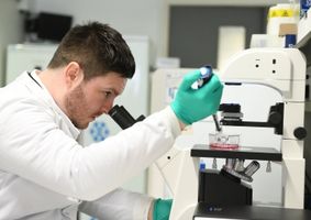 Dr Green in the lab