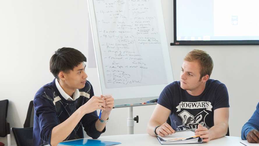 Postgraduate Economics and Norwich Business School students studying in the Enterprise Centre on campus