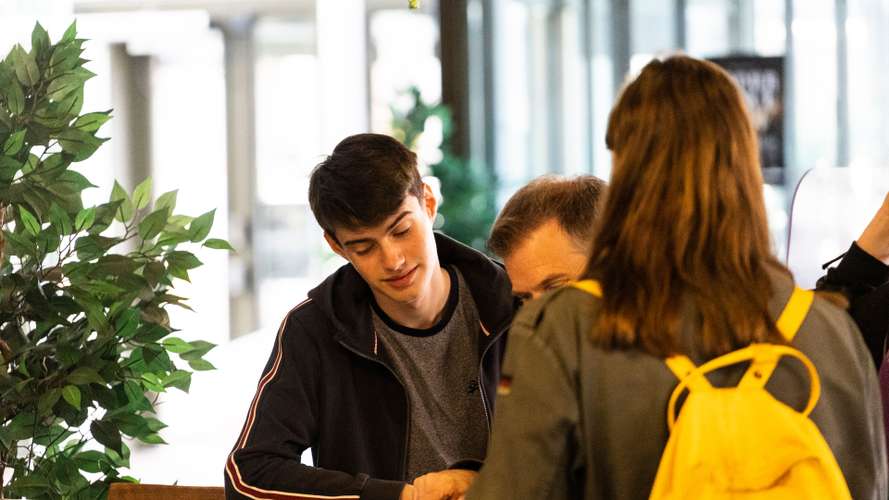 Students and parent at UEA Open Day
