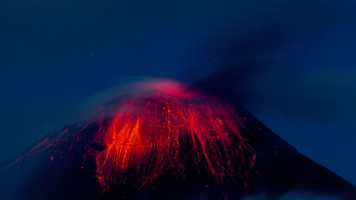 Environmental Sciences at UEA volcano erupting at night