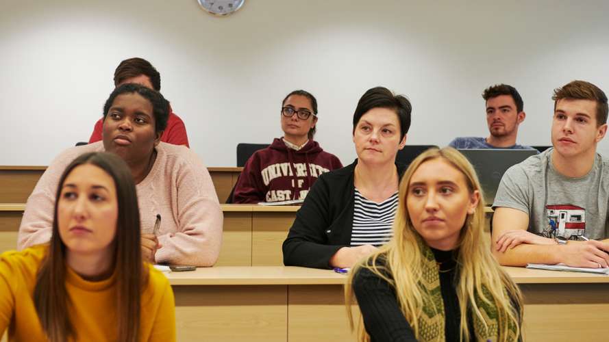 Mature students in a lecture in a Julian Centre lecture theatre