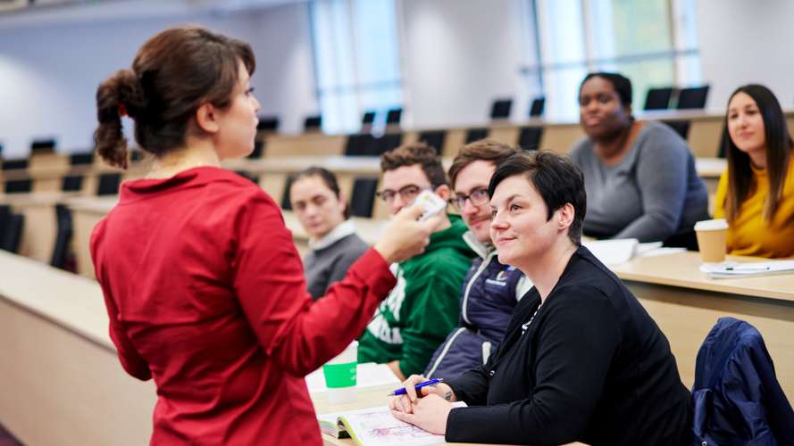 Mature students in a lecture in a Julian Centre lecture theatre