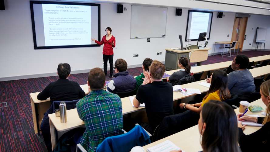 Mature students in a lecture in a Julian Centre lecture theatre.
