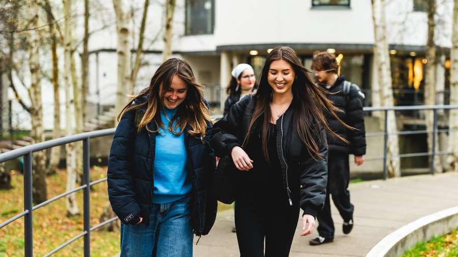 Students walking on campus