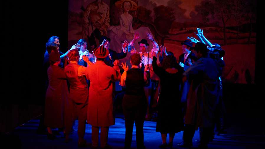 Drama students practising their production on campus.