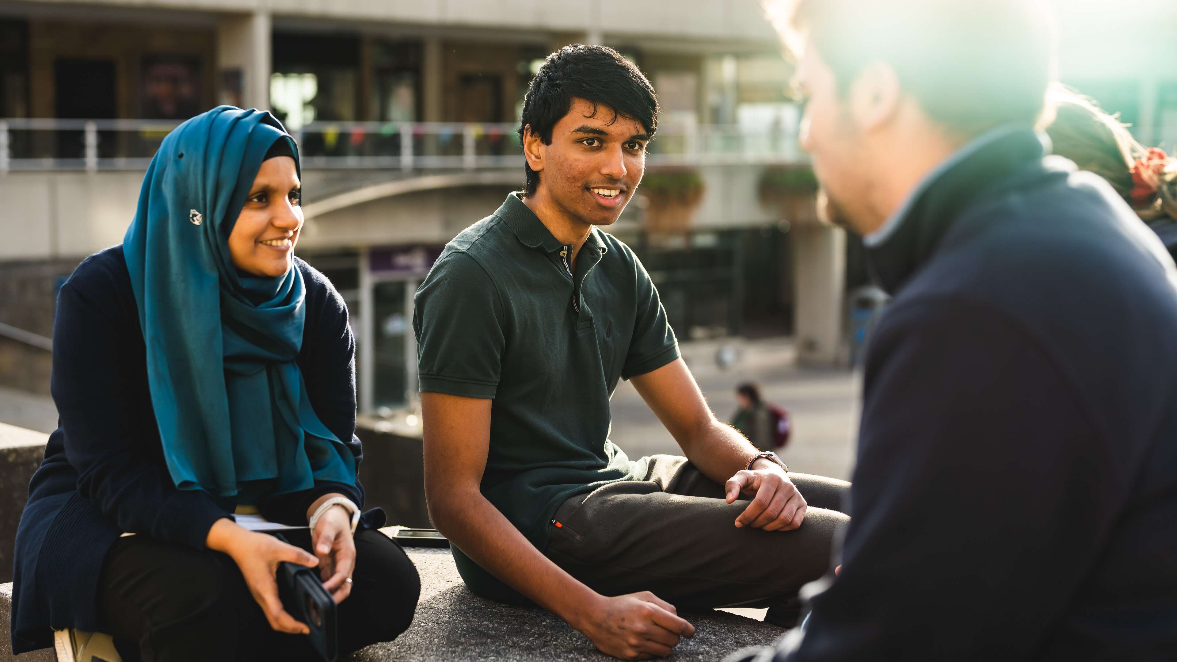 Biological science students at The Square