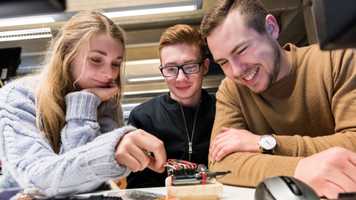ENG students, attending a practical session on campus