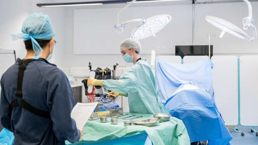 Operating Department Practice students learning anaesthetic surgical skills at Edith Cavell Building.