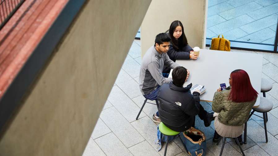 Students socialising in The New Science Building