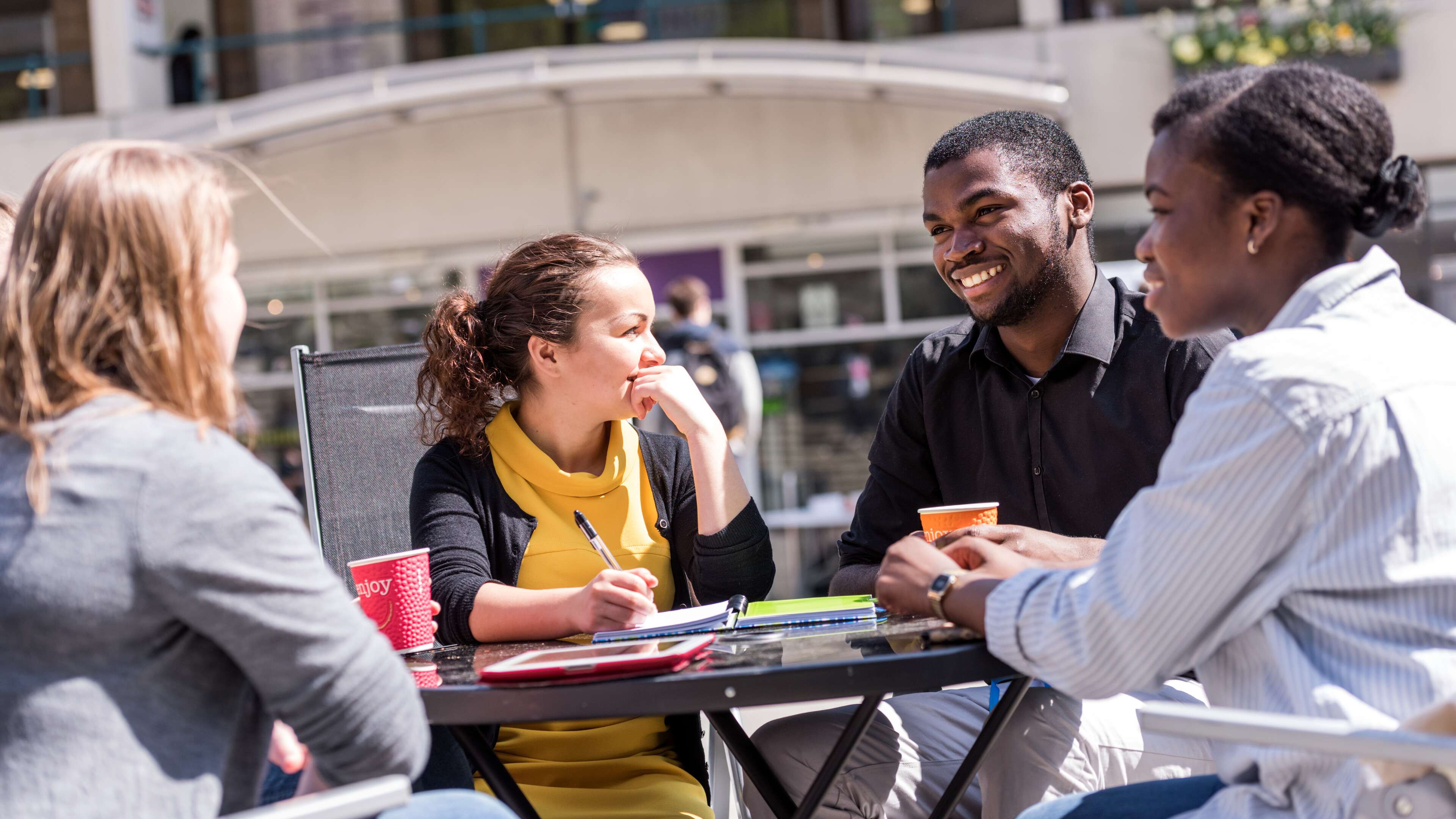 UEA students on campus in The Square