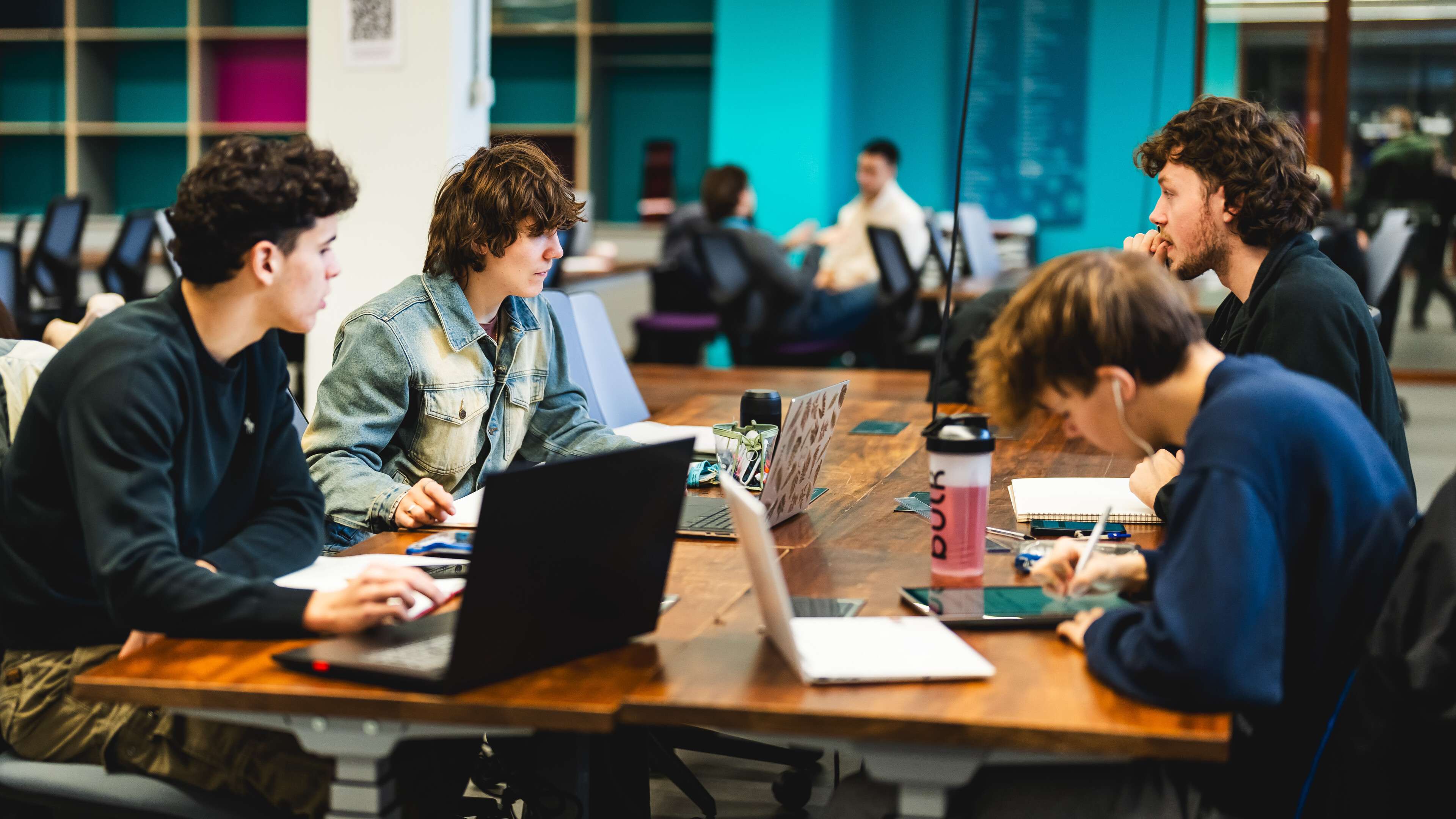 Engineering students working together at Productivity East