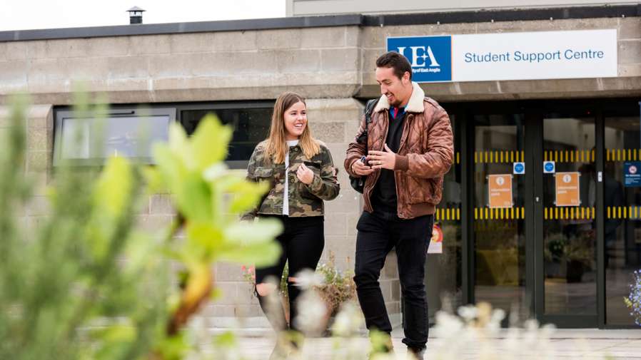 Students outside the Student Support building