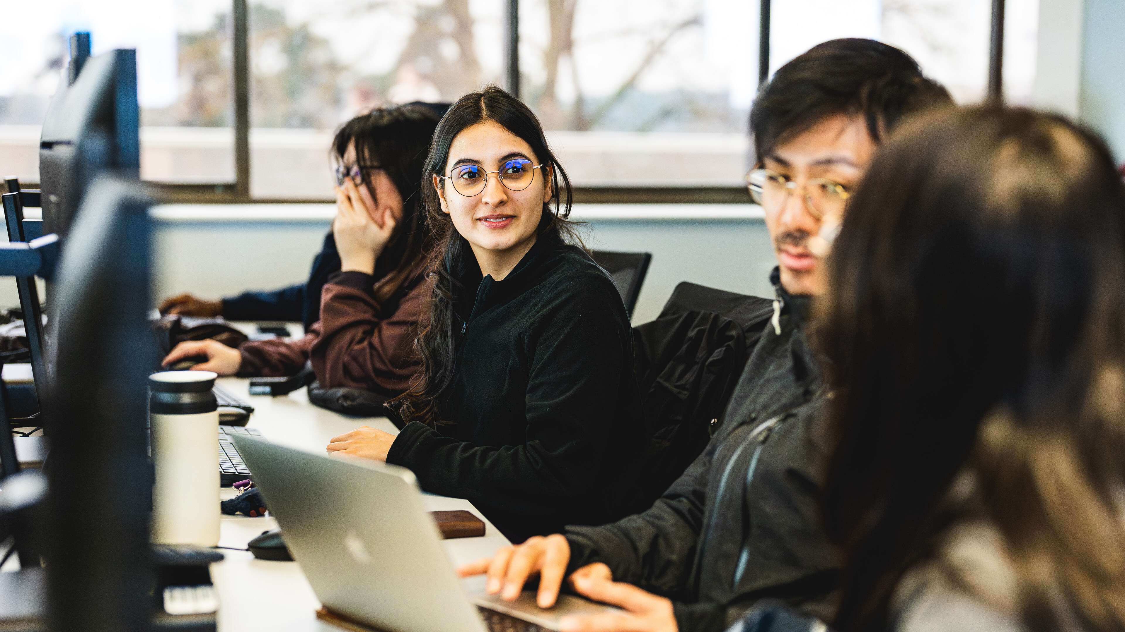 Data science students in computer lab