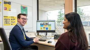 A careers adviser and a student in an appointment