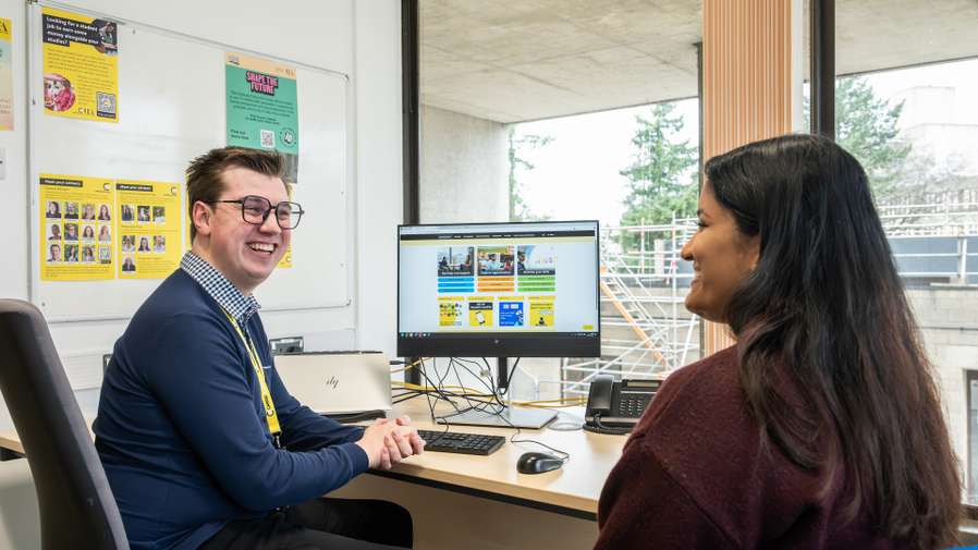 A careers adviser and a student in an appointment