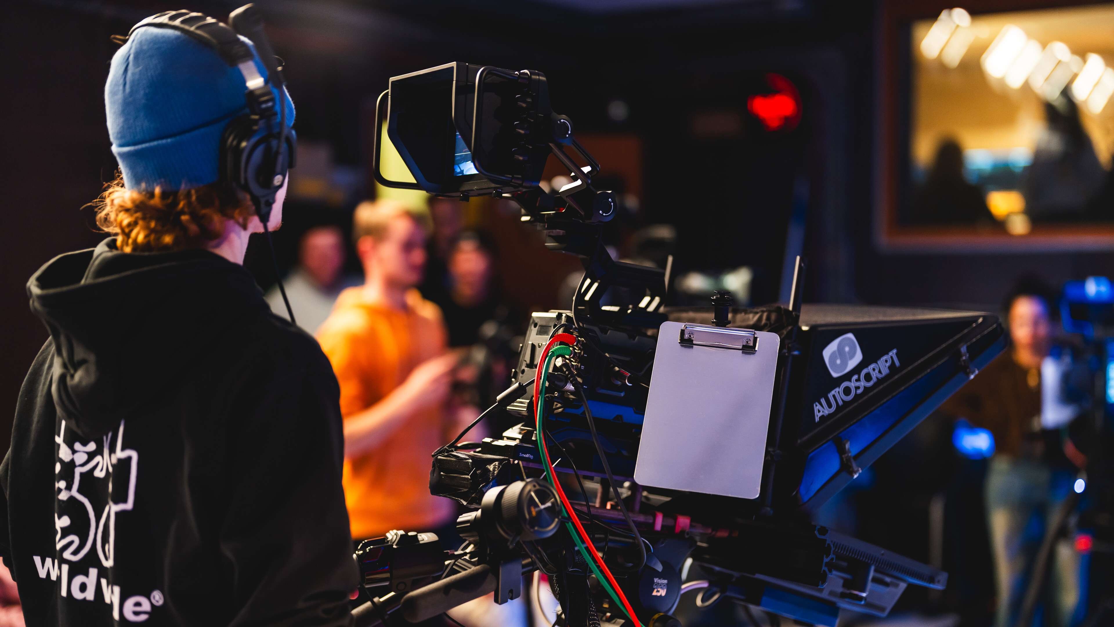Media students in the TV Studio