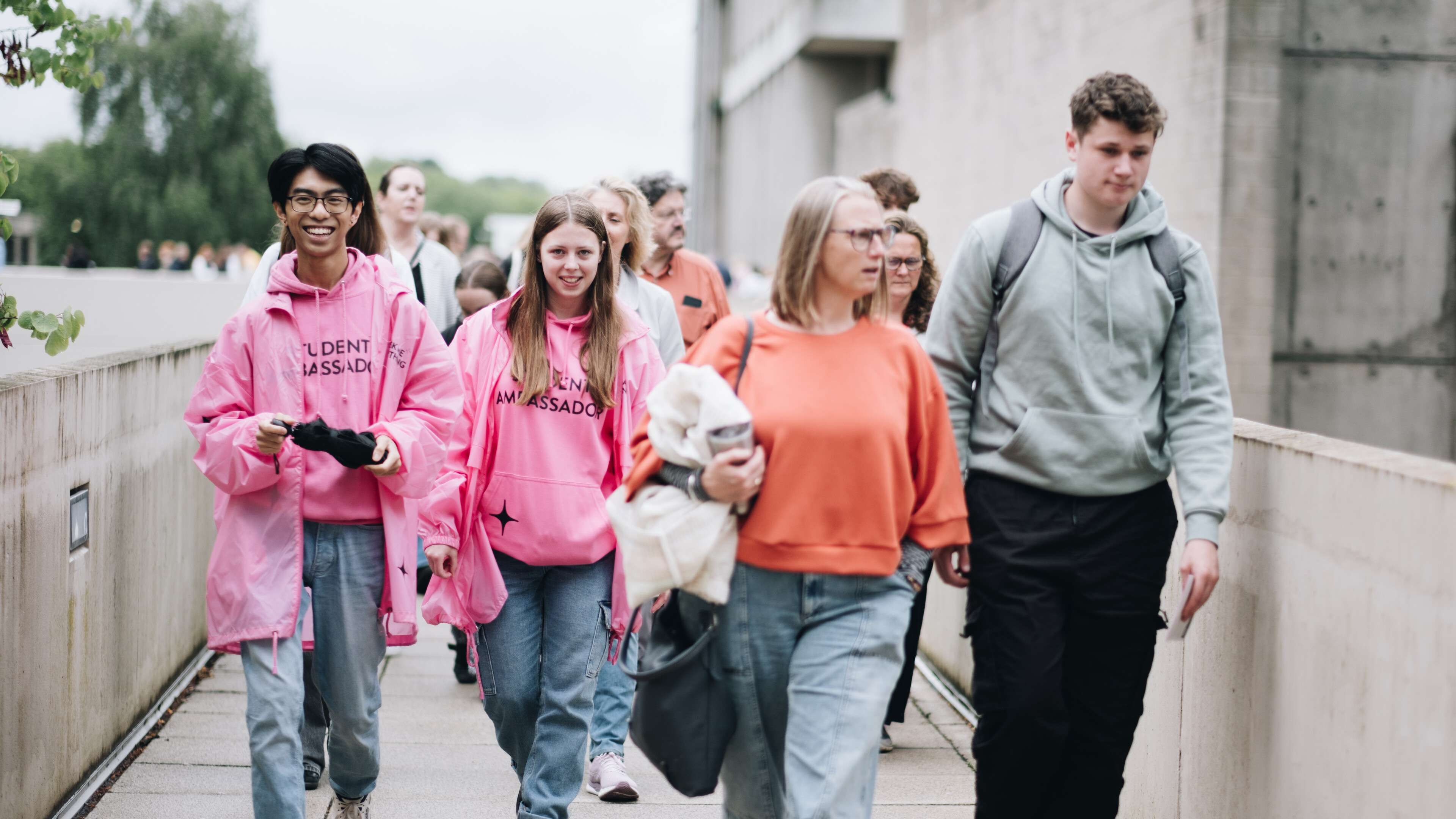 students exploring campus