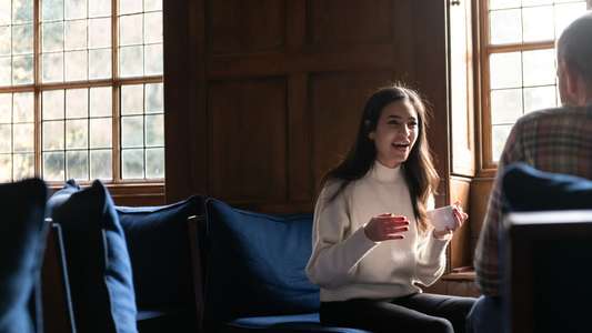 PhD students talking