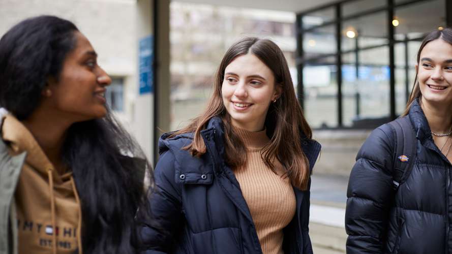 Students walking on campus