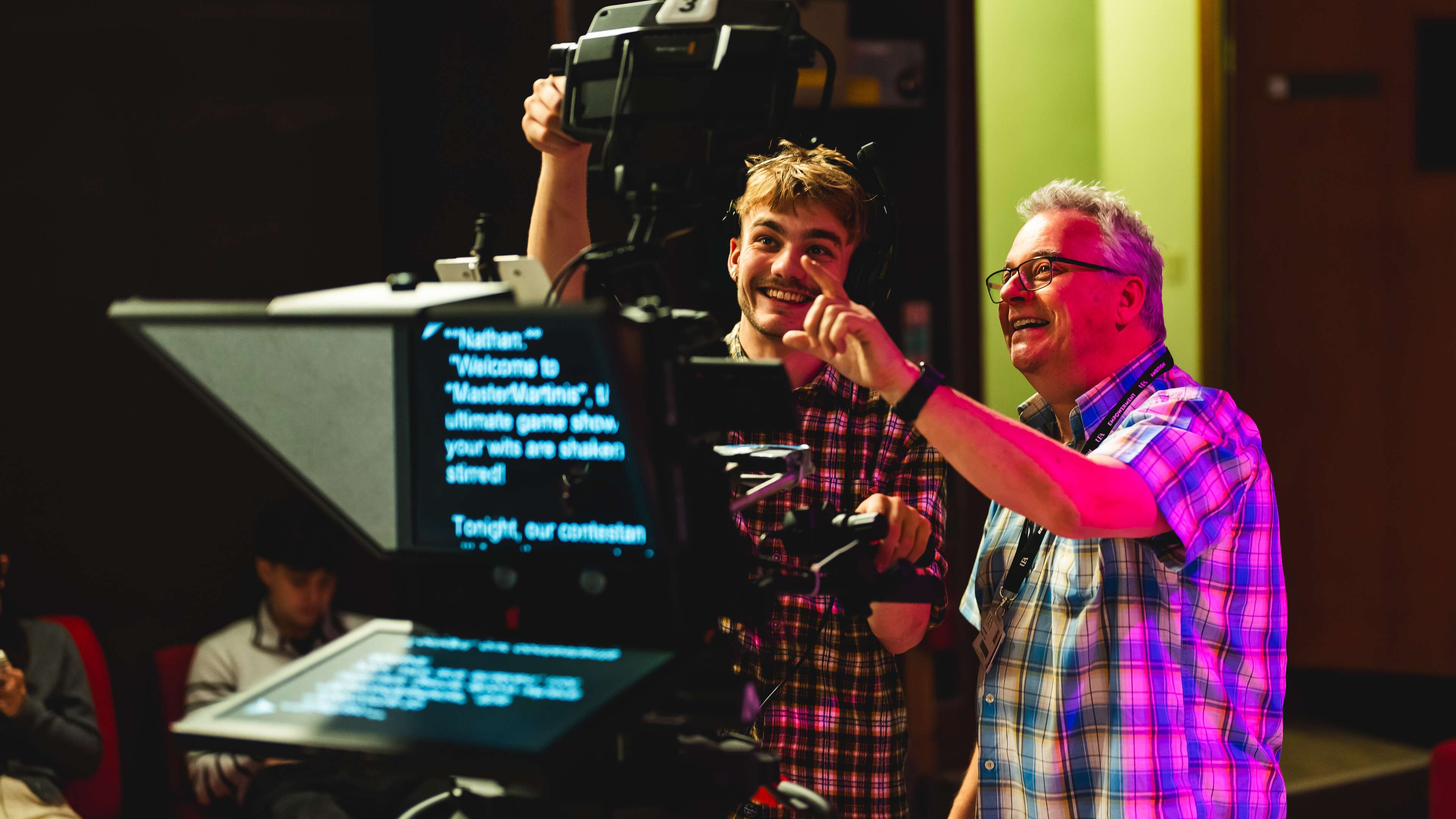 Media students in the TV studio