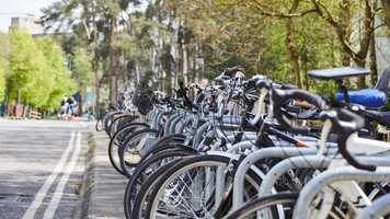 Bikes parked on campus