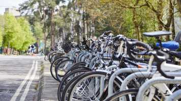 Bikes parked on campus