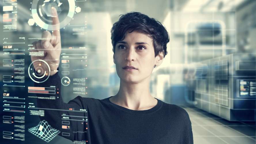 Student examining data