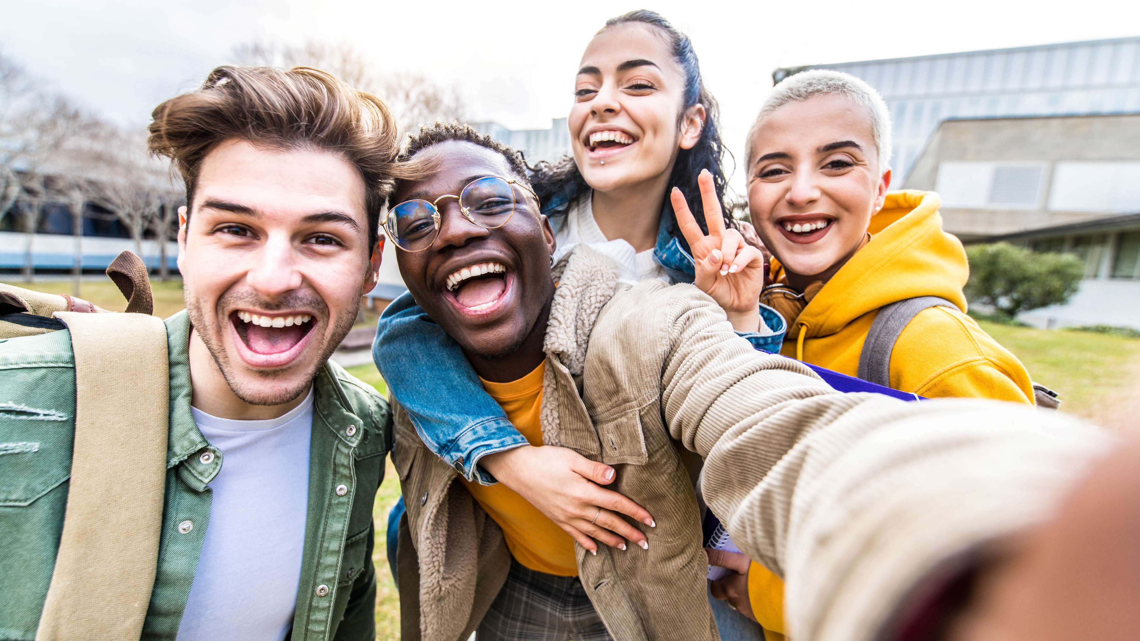 Students posing for selfie