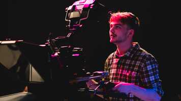 Media student in the UEA TV studio
