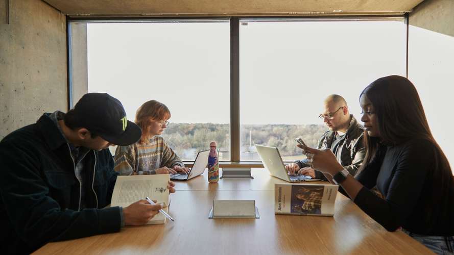 Students studying in the Library