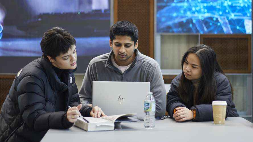 Students studying together in The New Science Building